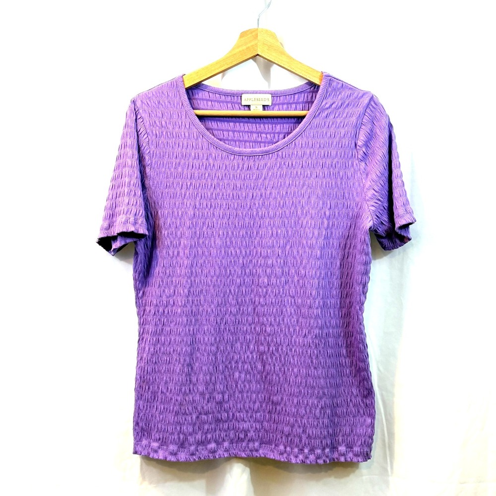 Appleseed's Women's Lilac Short Sleeve Top, Stretch‎ Elevated Basic, Size S